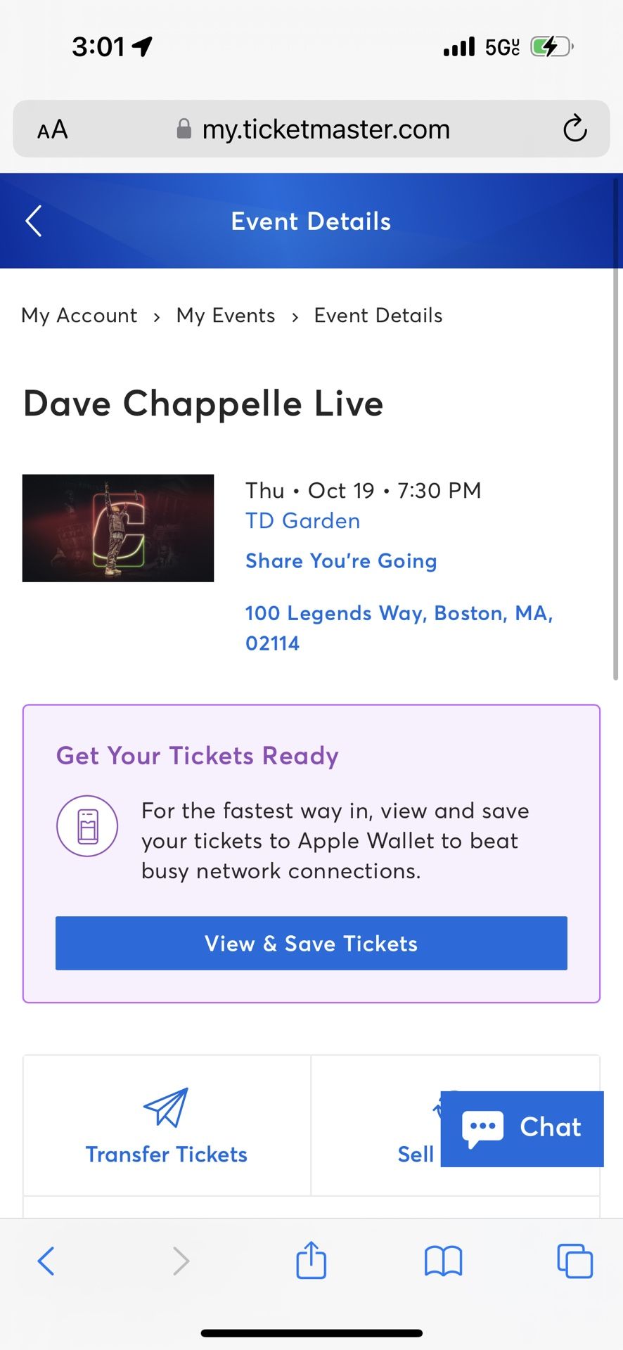 Dave Chapelle  Live Tickets Lodge 12 Row 9