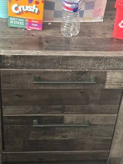 King bed frame with dresser and night stand