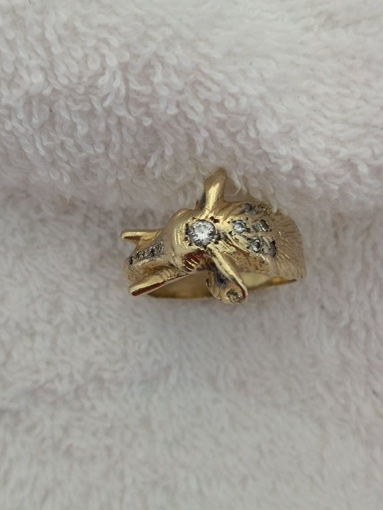 14 K Gold Elephant Ring