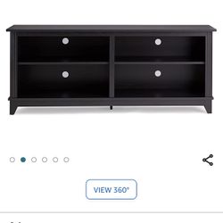 ROCKPOINT TV Stand Storage Media Console for TV's up to 65 Inches 58" with 4 Storage Shelves, Midnight Black