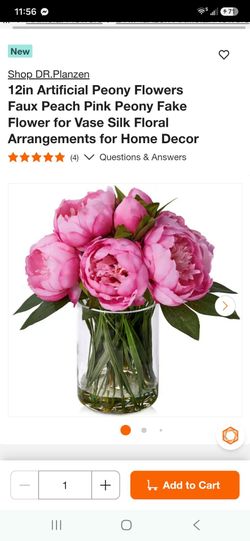 12in Artificial Peony Flowers Faux Peach Pink Peony Fake Flower for Vase Silk Floral Arrangements for Home Decor