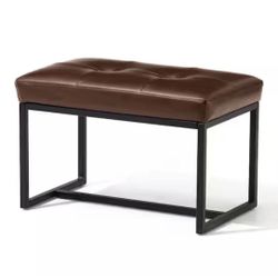 Glitzhome Modern Coffee Thick Leatherette Accent Stool