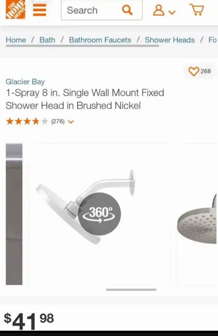 8" Replacement Shower Head Brushed Nickel .... CHECK OUT MY PAGE FOR MORE ITEMS