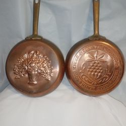 2 Vintage Copper Hanging Pans 