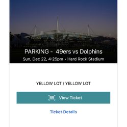 Dolphins Yellow Parking Pass Vs 49rs