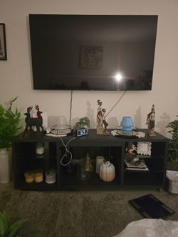 Tv console with fire place and storage