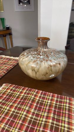 Dale Tiffany Art Glass Pillow Vase 11” Rose Gold