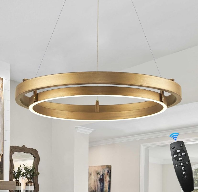 LED Ring Chandelier - Antique Gold Finish