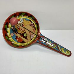 Vintage Rare Tin Litho Noisemaker Clacker Paddle Type U.S. Metal Toy Co.
