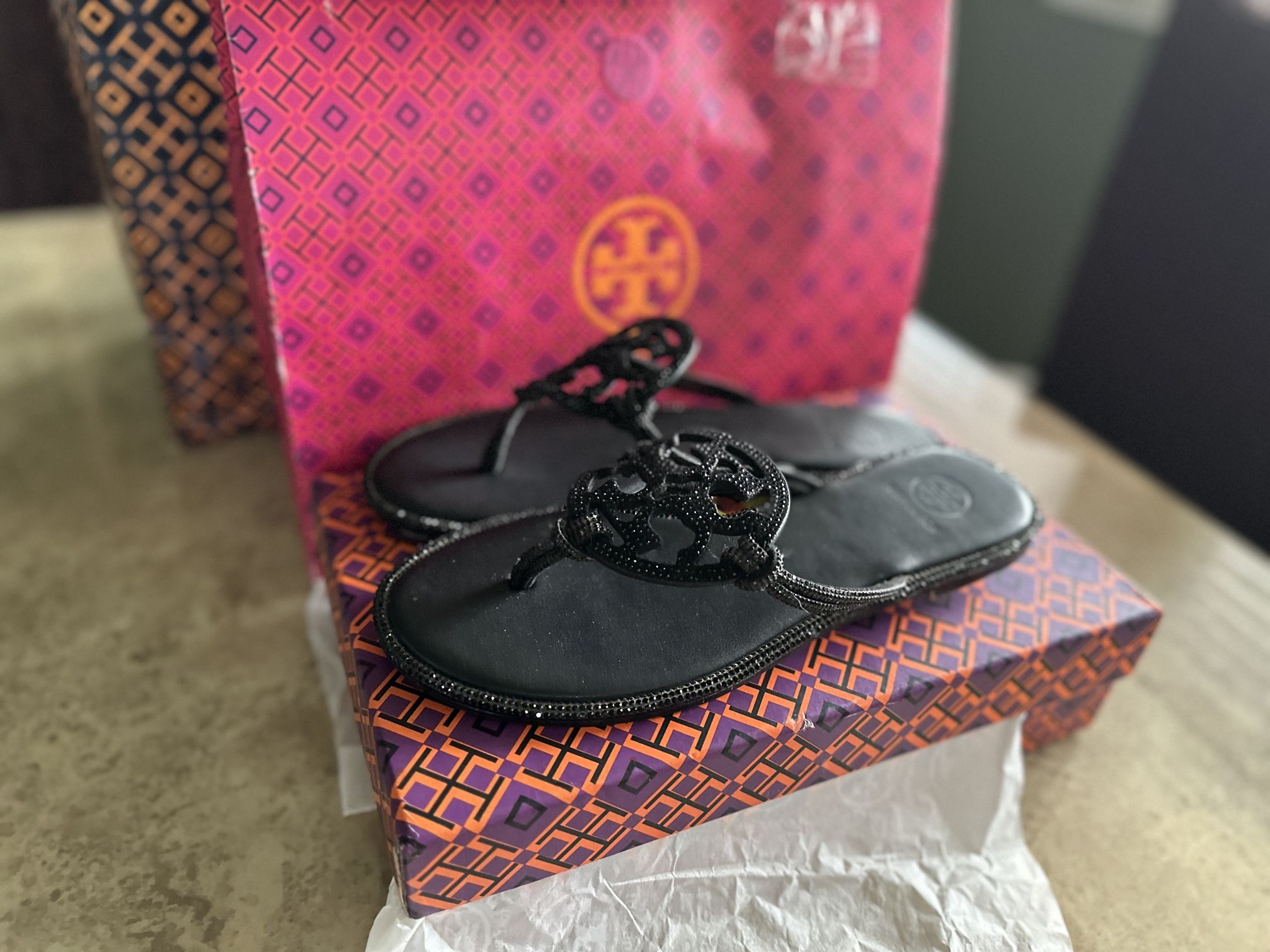 Tory Burch Miller Pavé Knotted Sandals in Black