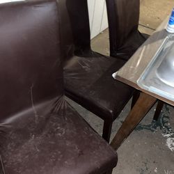 Wooden And Leather Dining Room Set