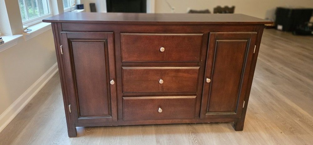 Sideboard Buffet - Solid Hardwood, 3 Drawers, 2 Cabinets w/ Shelves