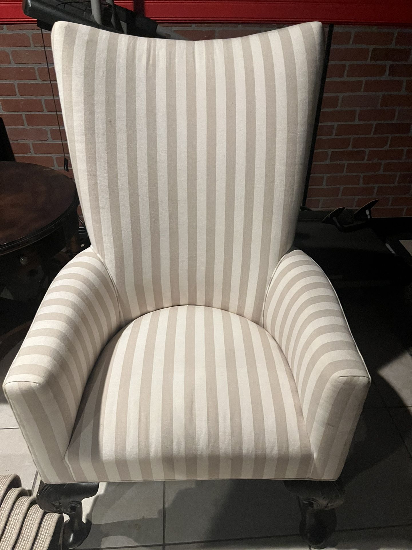 White And Gray Stripped Chair