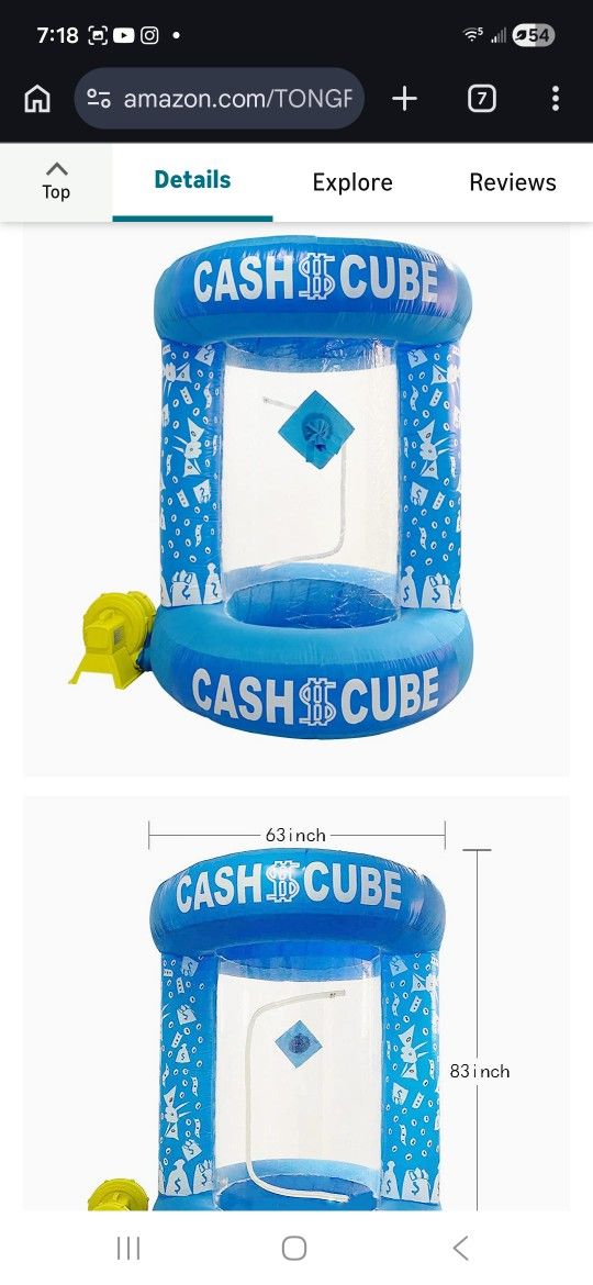 New Never Used Inflatable Money Tube.