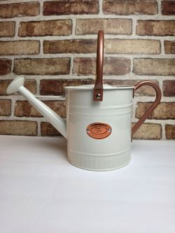 The British Gardens Co. Watering Can White Galvanized Steel with Copper Accents