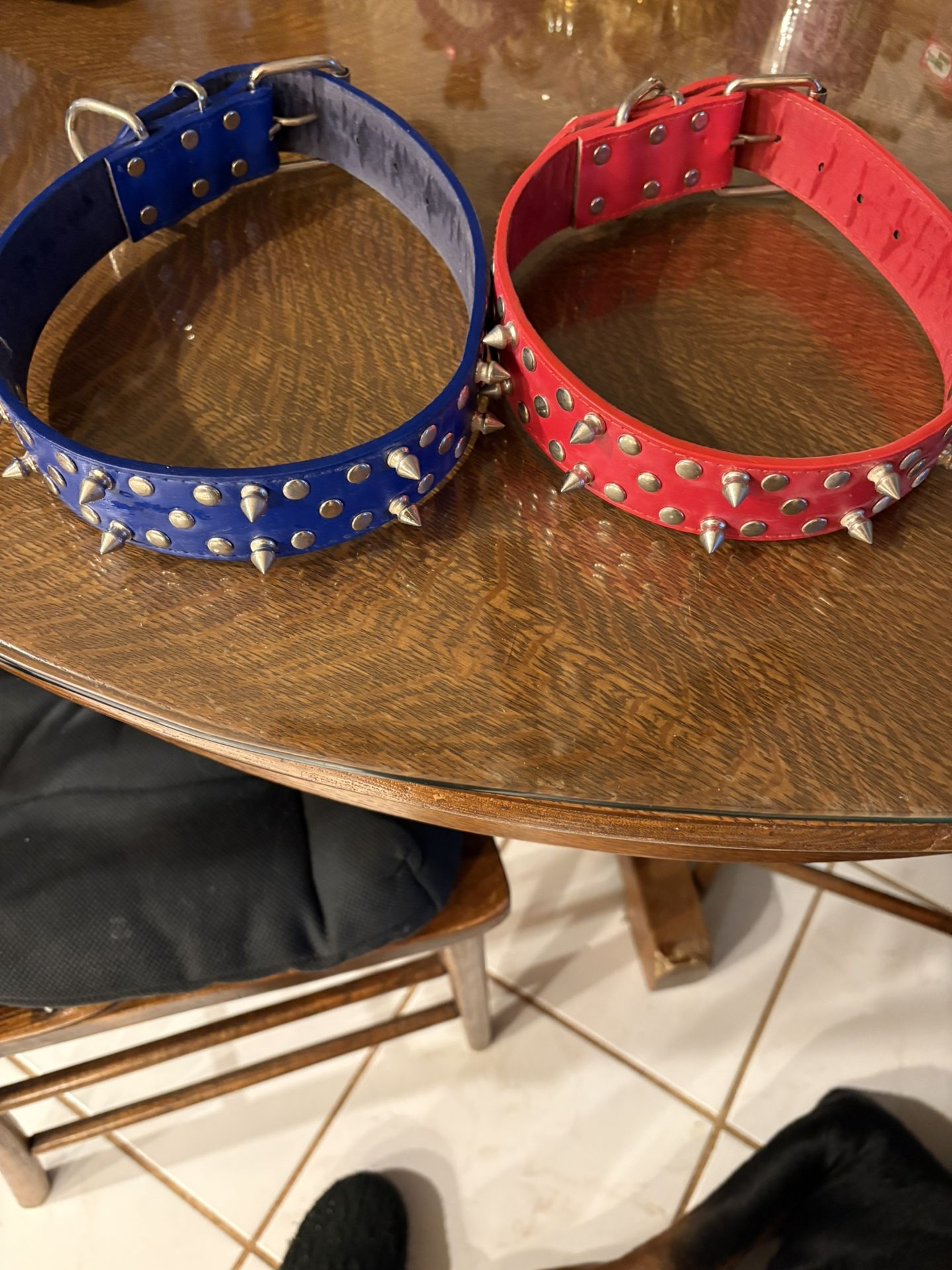 Two 24” Leather Spiked Dog Collars