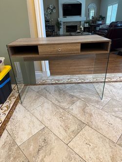 Stylish Wood Desk with Glass Sides