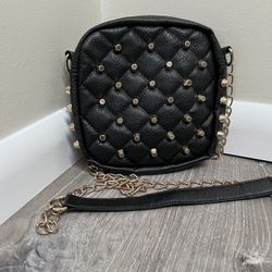 Faux Leather Studded Crossbody Handbag 