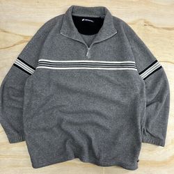Mens Vintage Y2K Skater Grunge Style Quarter Zip Fleece Sweater Jacket Hoodie Size Large