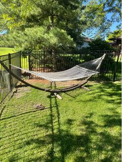Wood hammock stand with hammock