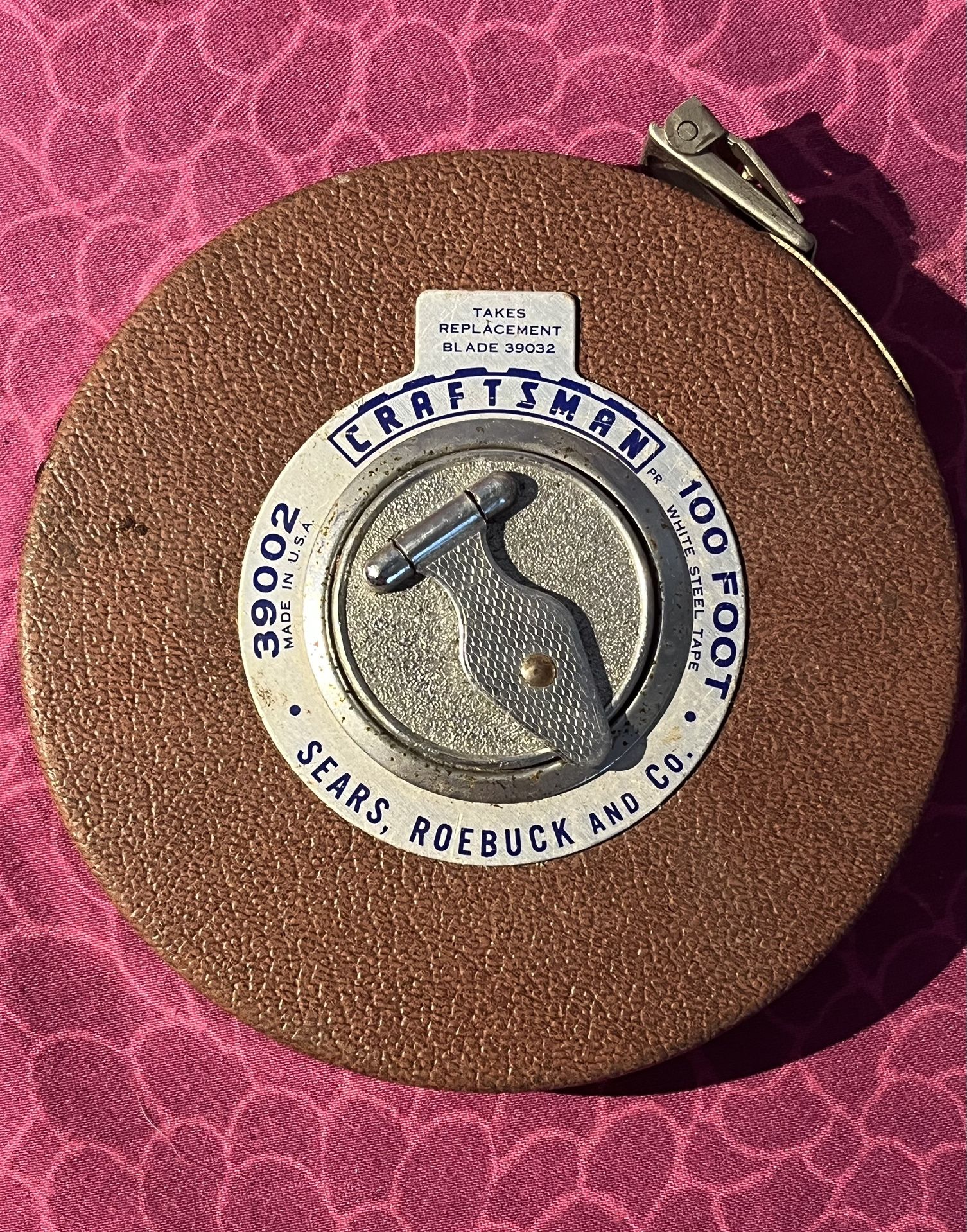 VINTAGE CRAFTSMAN 100 FOOT WHITE STEEL TAPE MEASURE