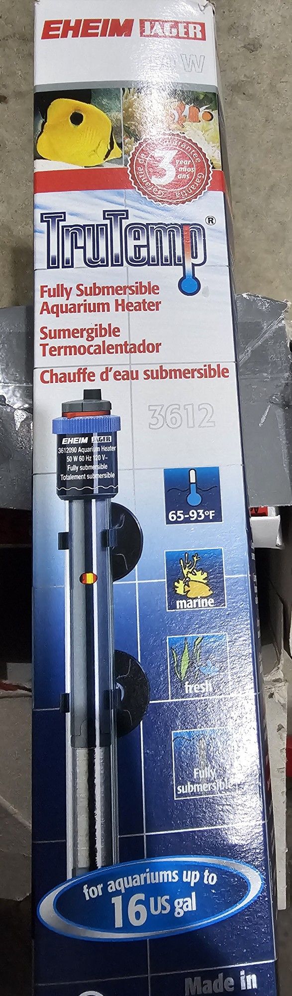 Box Of 5 EHEIM Jager Aquarium Thermostat Heaters 50W, Black

