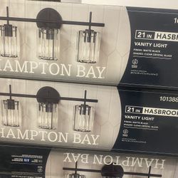 21 in. 3-Light Black Vanity Light with Clear Crystal Glass