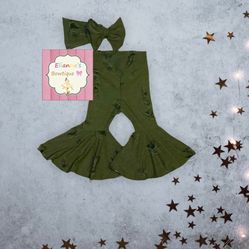 Set Bell Bottom And Headwrap /christmas/more Colors Available