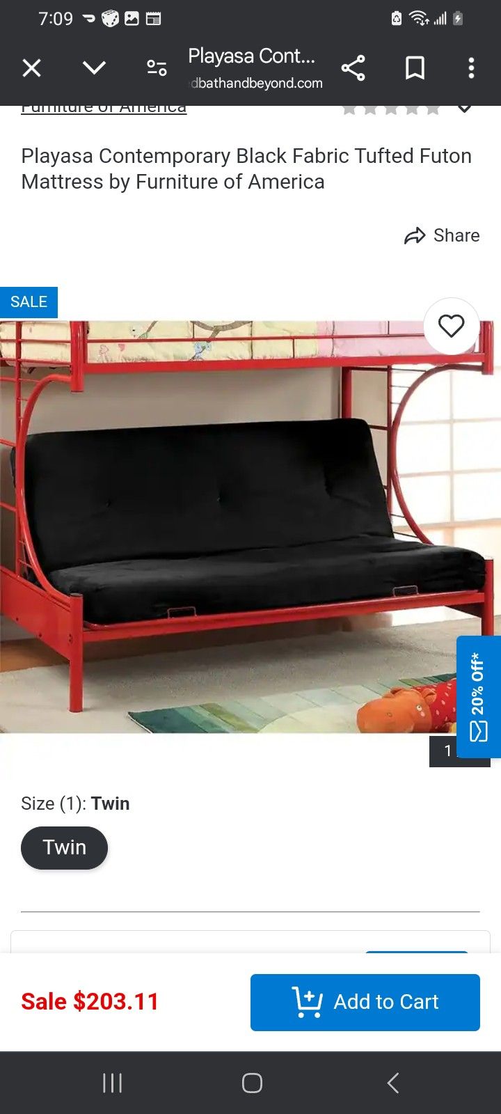 New Black Tufted Futon Mattress