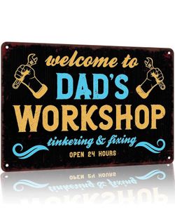 Dad's Workshop Tinkering & Fixing Aluminum Metal Sign 8 x 12 Inch