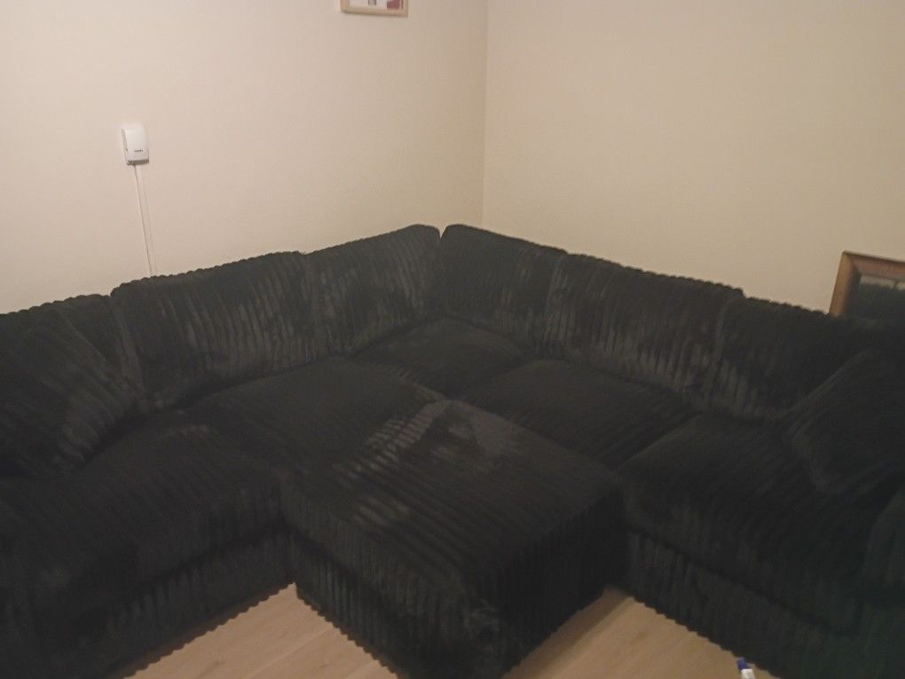 Black Corduroy Couch Set