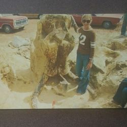 1975 Wooly Mammoth Skull Hot Springs South Dakota Girl With Vintage Collectible Postcard RPPC Post Card PC 