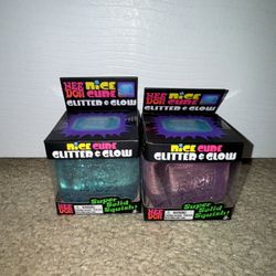 NeeDoh Nice Cube GLITTER/GLOW - Blue And Pink