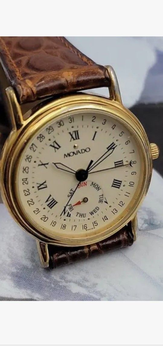 Rare Vintage Movado 87-06-825 Calender Women's Watch