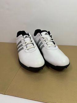 Adidas Traxion Classic Golf Shoes - White/Black/Silver Size: 10.5