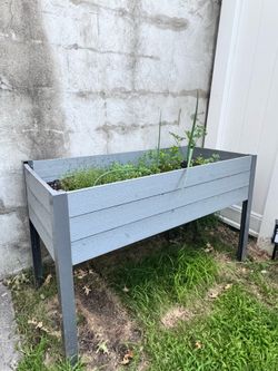 Grey raised garden bed