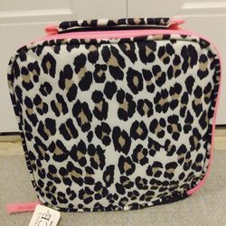 BRAND NEW WITH TAG GIRL'S LEOPARD LUNCHBOX LUNCH BAG TOTE 