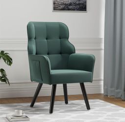 Modern Accent  Chair, Mid-Century Velvet Armchair with Lumbar Pillow, Upholstered Tufted Comfy Vanity Chair with Back for Living Room/Bedroom