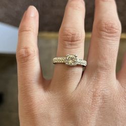 Swarovski Silver Toned Round Cut Crystal Ring 