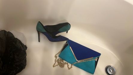 Aldo Color Block Suede Heels and Clutch Set