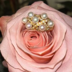 18k  Beautiful Pearl   Ring With Natural Diamonds 😍