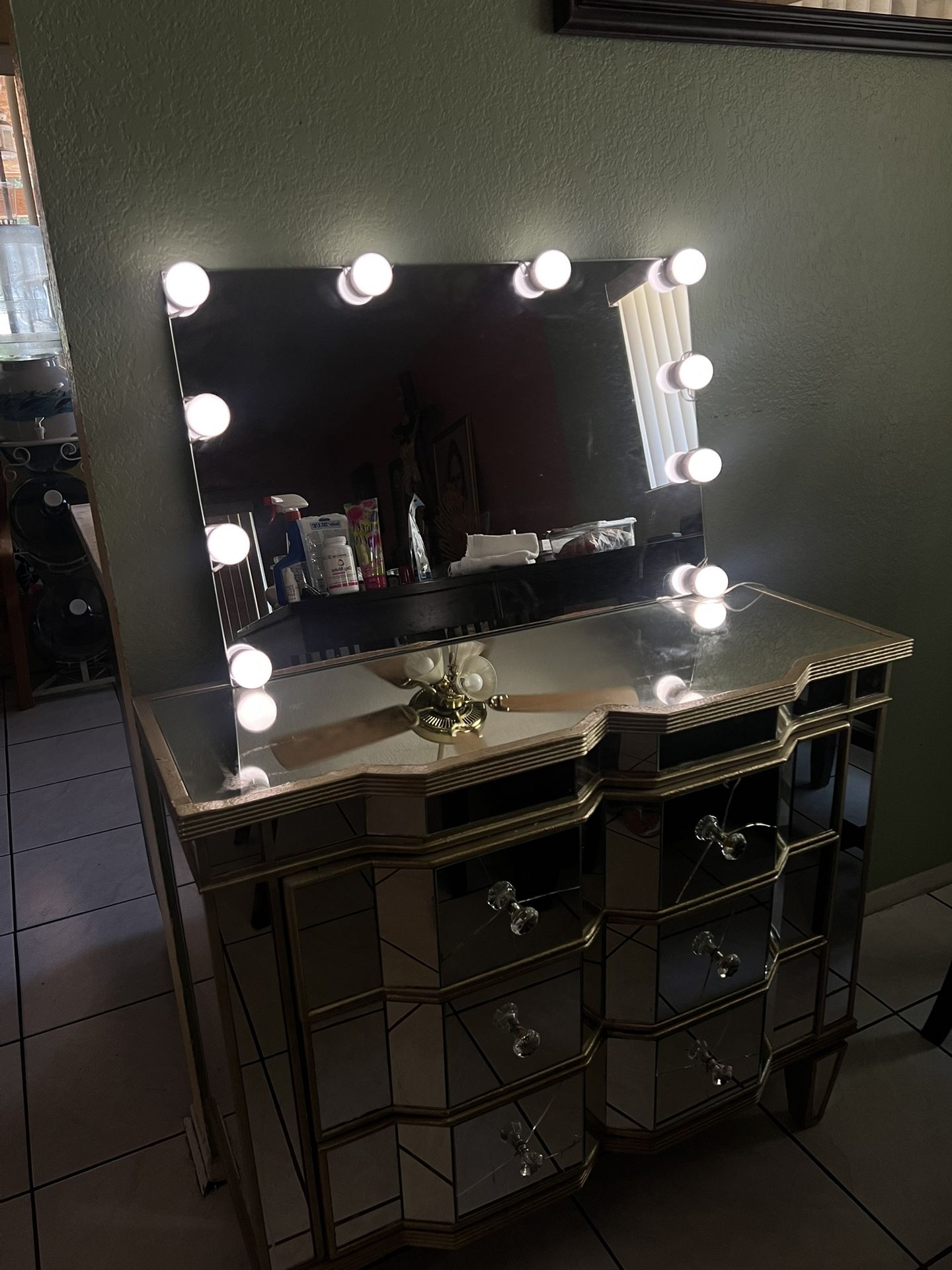 Glass Vanity With Mirror