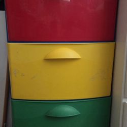 Plastic Drawer System (Red, Yellow, Green, And Blue)