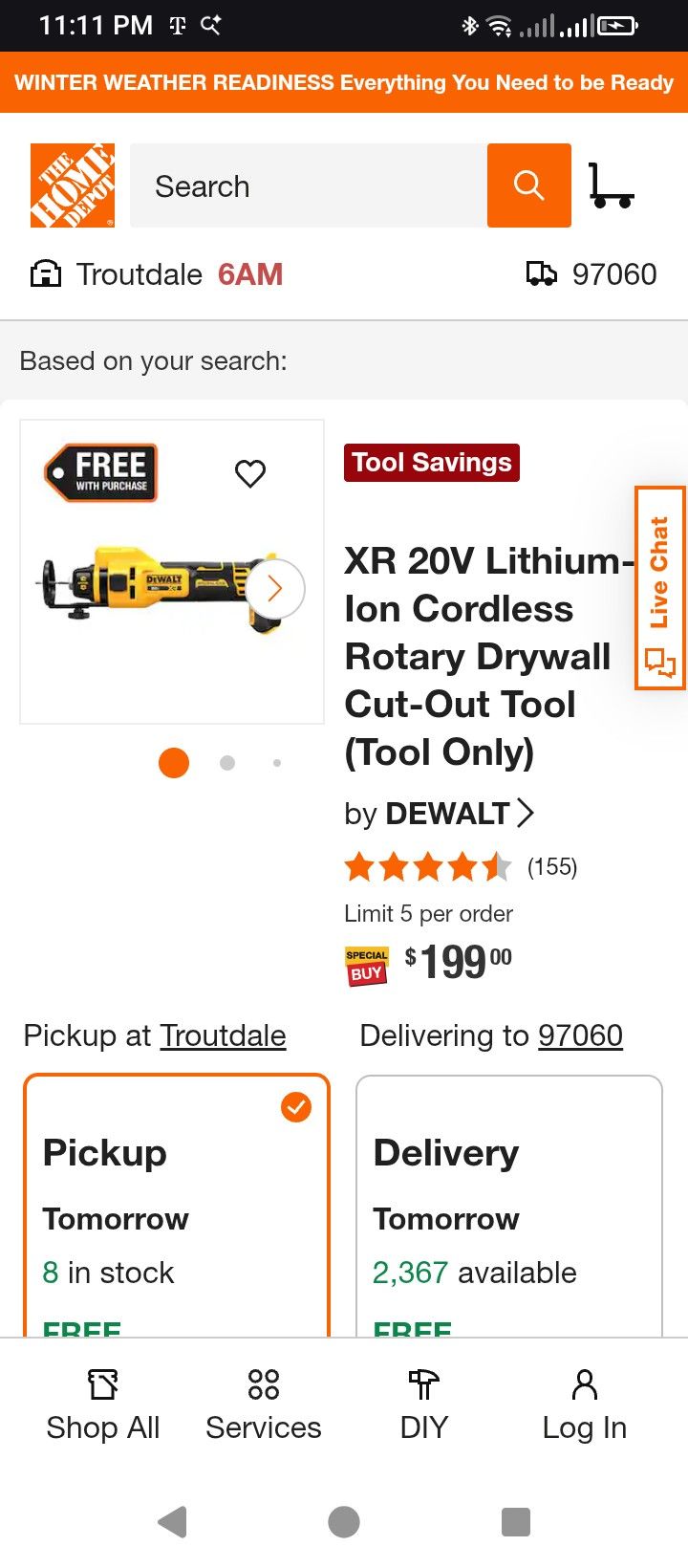 XR 20V Lithium-Ion Cordless Rotary Drywall Cut-Out Tool (Tool Only)