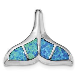 Sterling Silver Blue Opal Whale Tail Slide