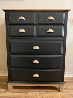 Refinished Tall Maple 5-Drawer Dresser – Black & Walnut Finish