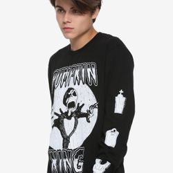 Disney Nightmare Before Christmas Pumpkin King Black Long Sleeve T-Shirt S