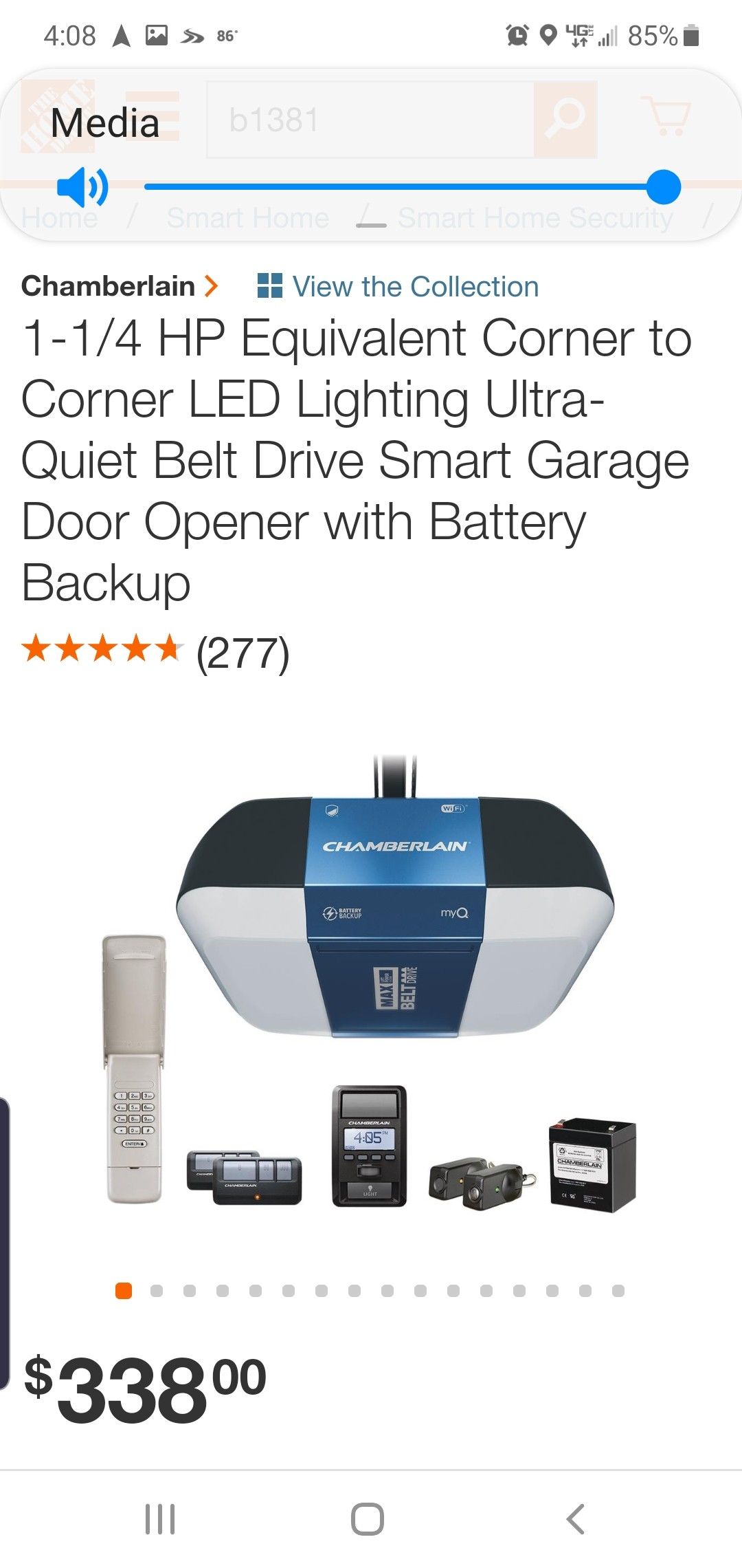 Chamberlain b1381 belt drive hotsell smart garage door opener