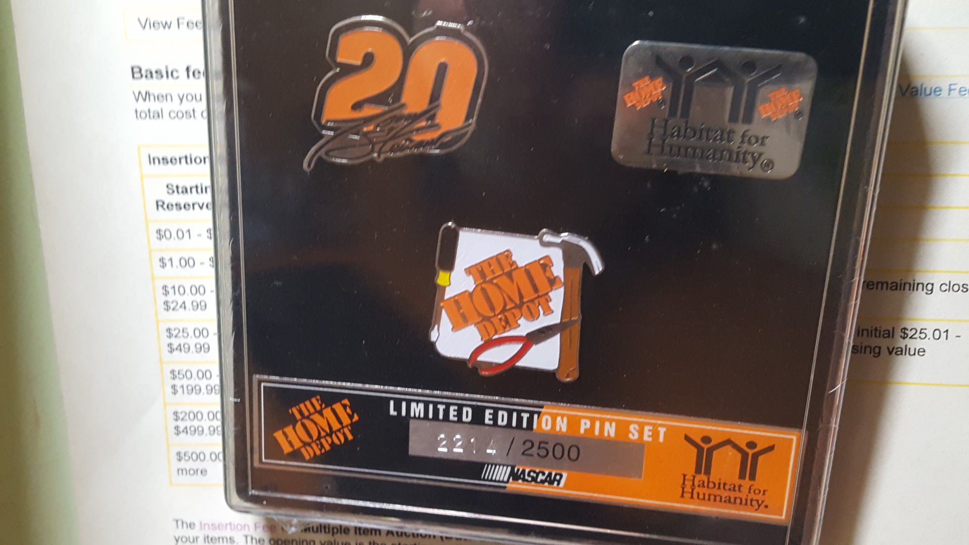 Tony Stewart NASCAR Home Depot limited edition pin set