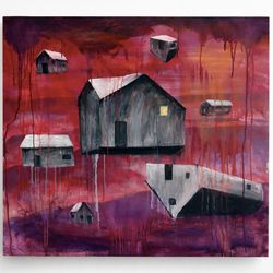 Original Large 3’x3’ Acrylic And Gouache Painting On Wrapped Canvas